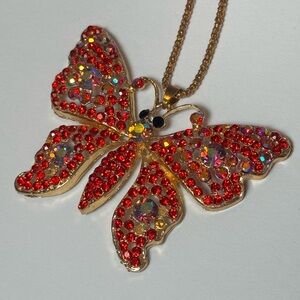 Betsey Johnson Rhinestone Butterfly Necklace